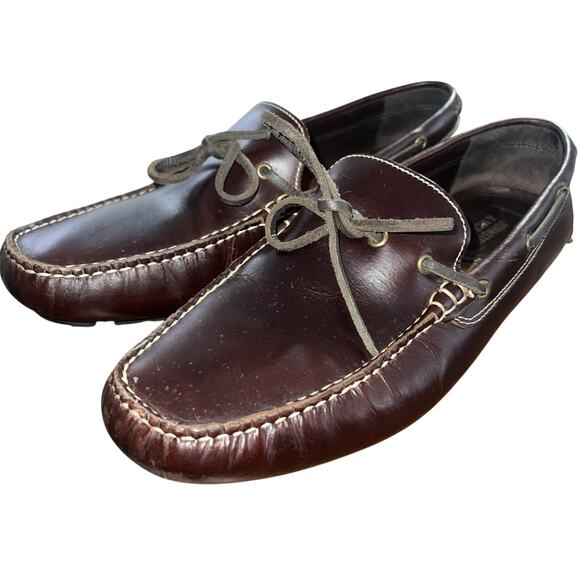 Johnston & Murphy Men\'s sz 8.5M Hardiman Tie Driving Moccasins Chestnut Brown main image 13